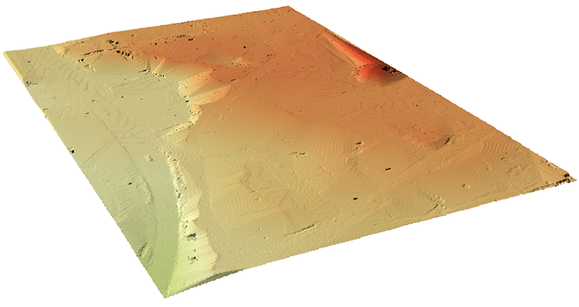 شکل 1. مدل رقومی سطح طبیعی زمین (DEM) بدست آمده از روش فیلترینگ برای منطقه 1
