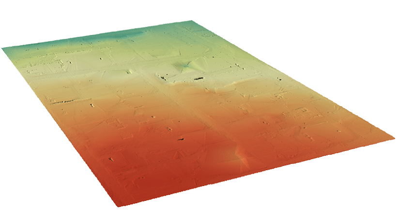 شکل 3. مدل رقومی سطح طبیعی زمین (DEM) بدست آمده از روش فیلترینگ برای منطقه 3