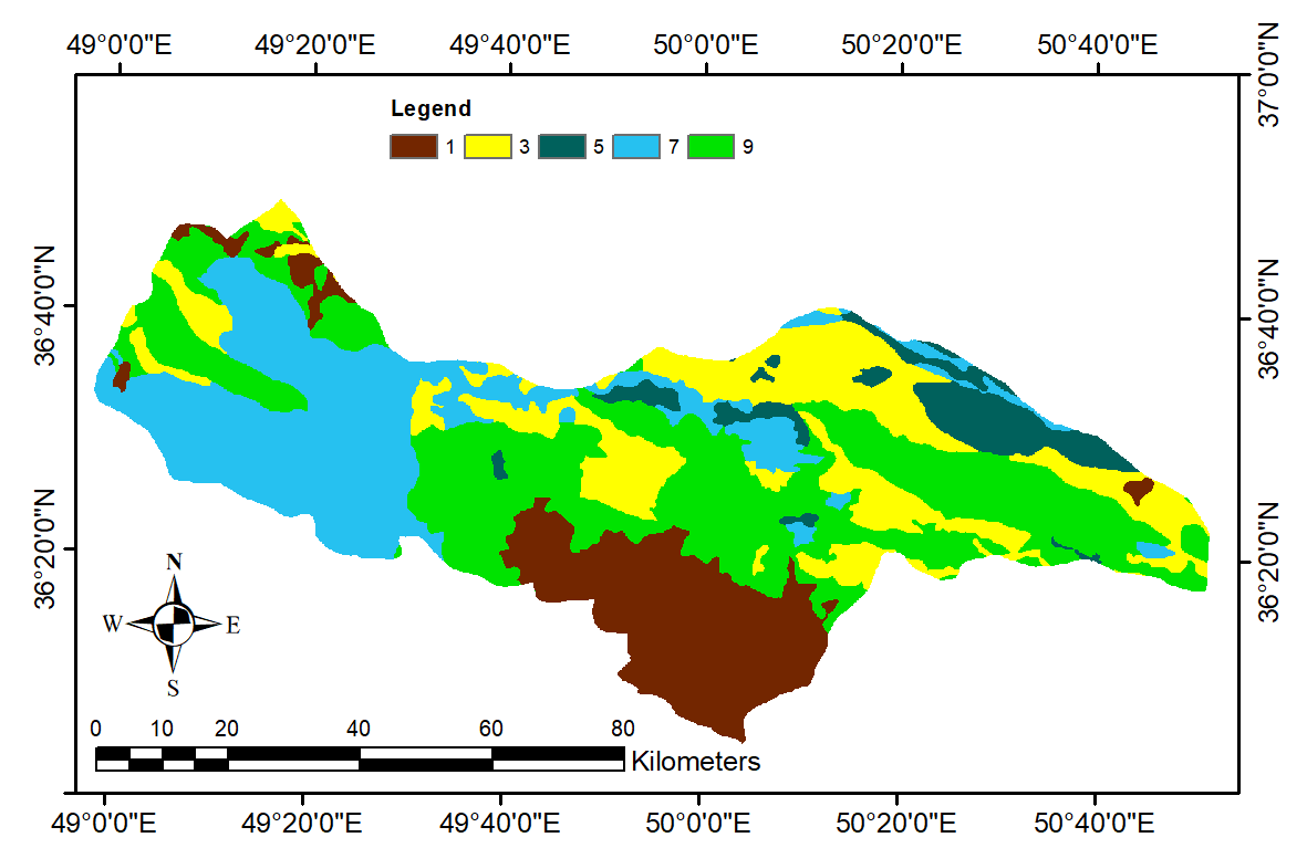 شکل 4. نقشه کلاس‌بندی‌ ارزش‌گذاری شده زمین‌شناسی